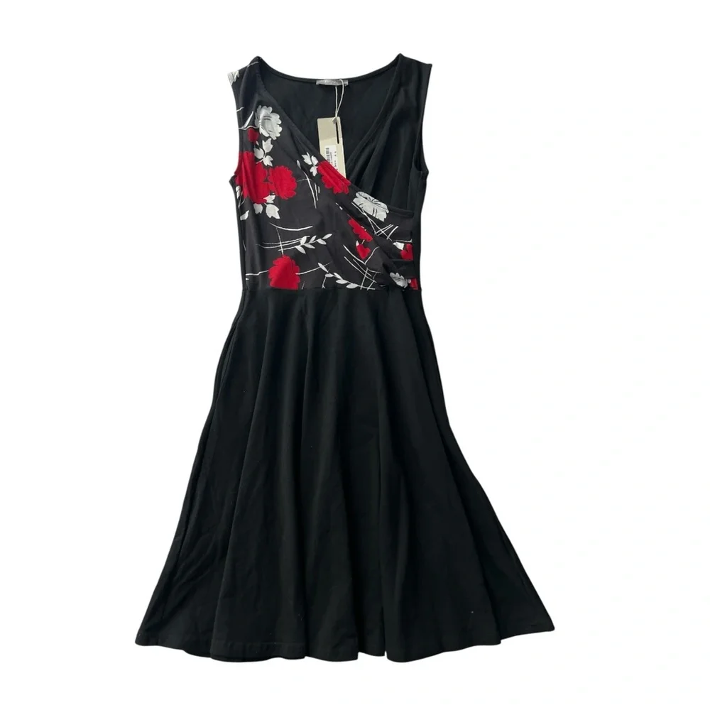 Furnex Elegant Women’s Black and Red Floral NWT Dress - S - Picture 2 of 11